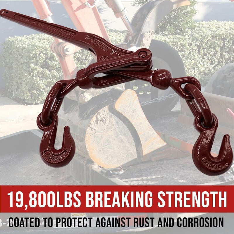 Boxer Heavy Duty Chain Lever Load Binder with Forged Grab Hooks, 5/16” – 3/8” - Chain Binder Tie Down - 19,800 LBS Breaking Strength - Image 4